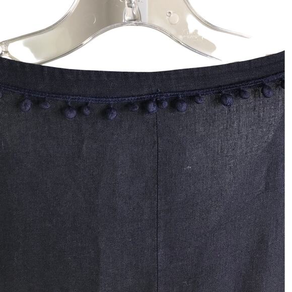 Three Dots Dress Womens Size XS Navy Blue Pom‎ Pom Trim V-Neck 3/4 Sleeve - Picture 5 of 10